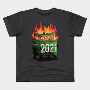 2021 Double Dumpster Fire (2021 Double Dumpster Fire 2020 Big Trash Can Burning Meme) Kids T-Shirt